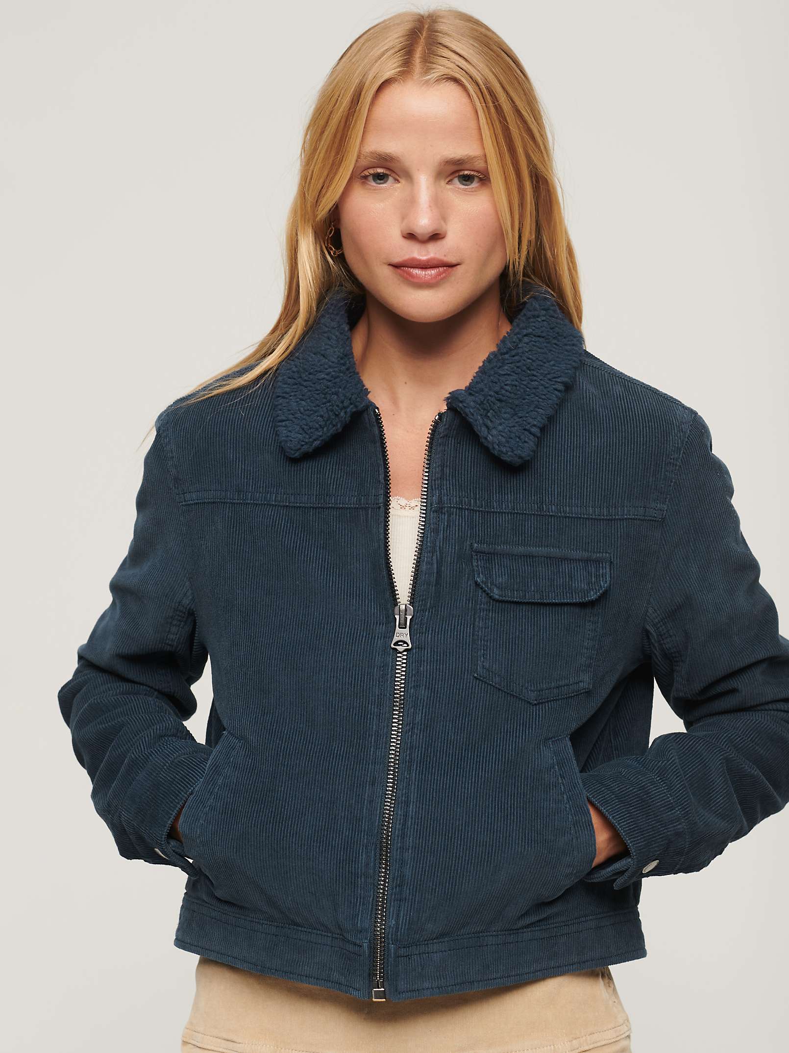 Buy Superdry Cropped Sherpa Lined Cord Jacket Online at johnlewis.com