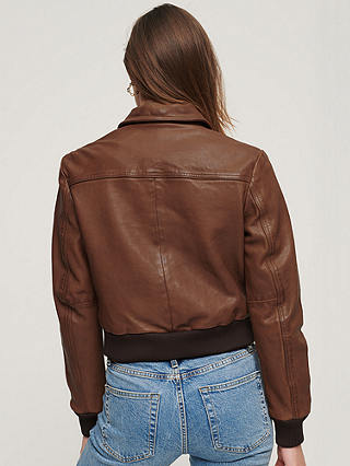 Superdry 70s Leather Jacket, Washed Tan