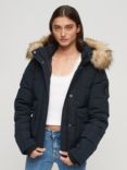 Superdry Hooded Everest Puffer Bomber Jacket, Nordic Chrome Navy