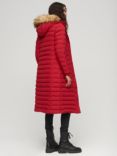 Superdry Fuji Hooded Longline Puffer Coat, Varsity Red