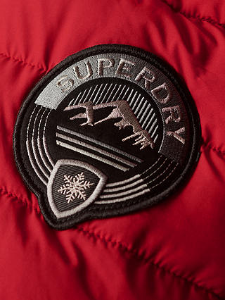 Superdry Fuji Hooded Longline Puffer Coat, Varsity Red