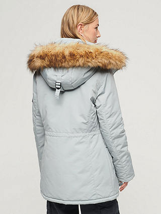 Superdry Everest Faux Fur Hooded Parka Coat, Skylark Grey
