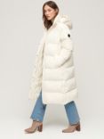 Superdry Hooded Longline Puffer Coat, Off White