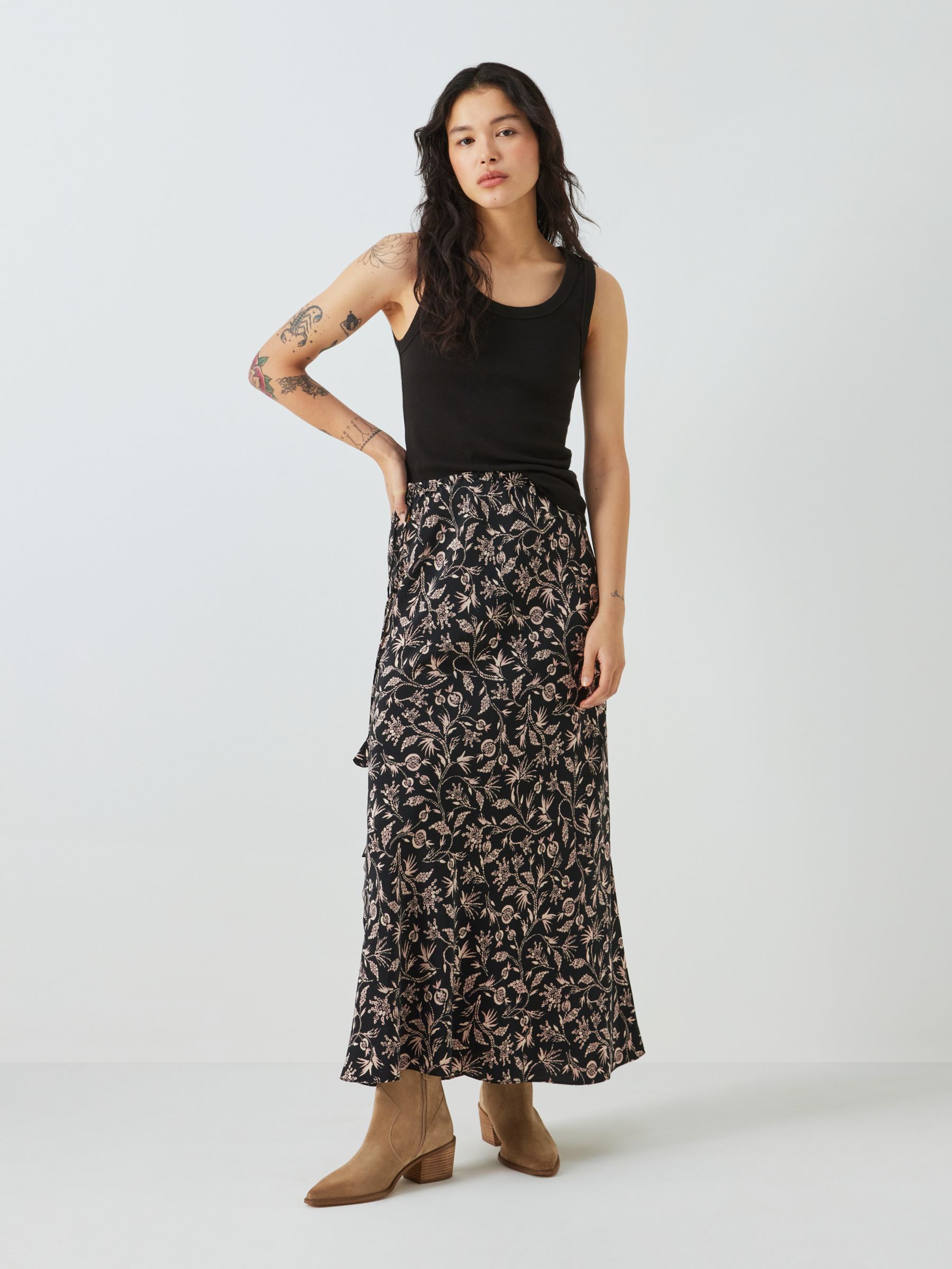 AND/OR Myla Shibori Maxi Skirt, Black, 6