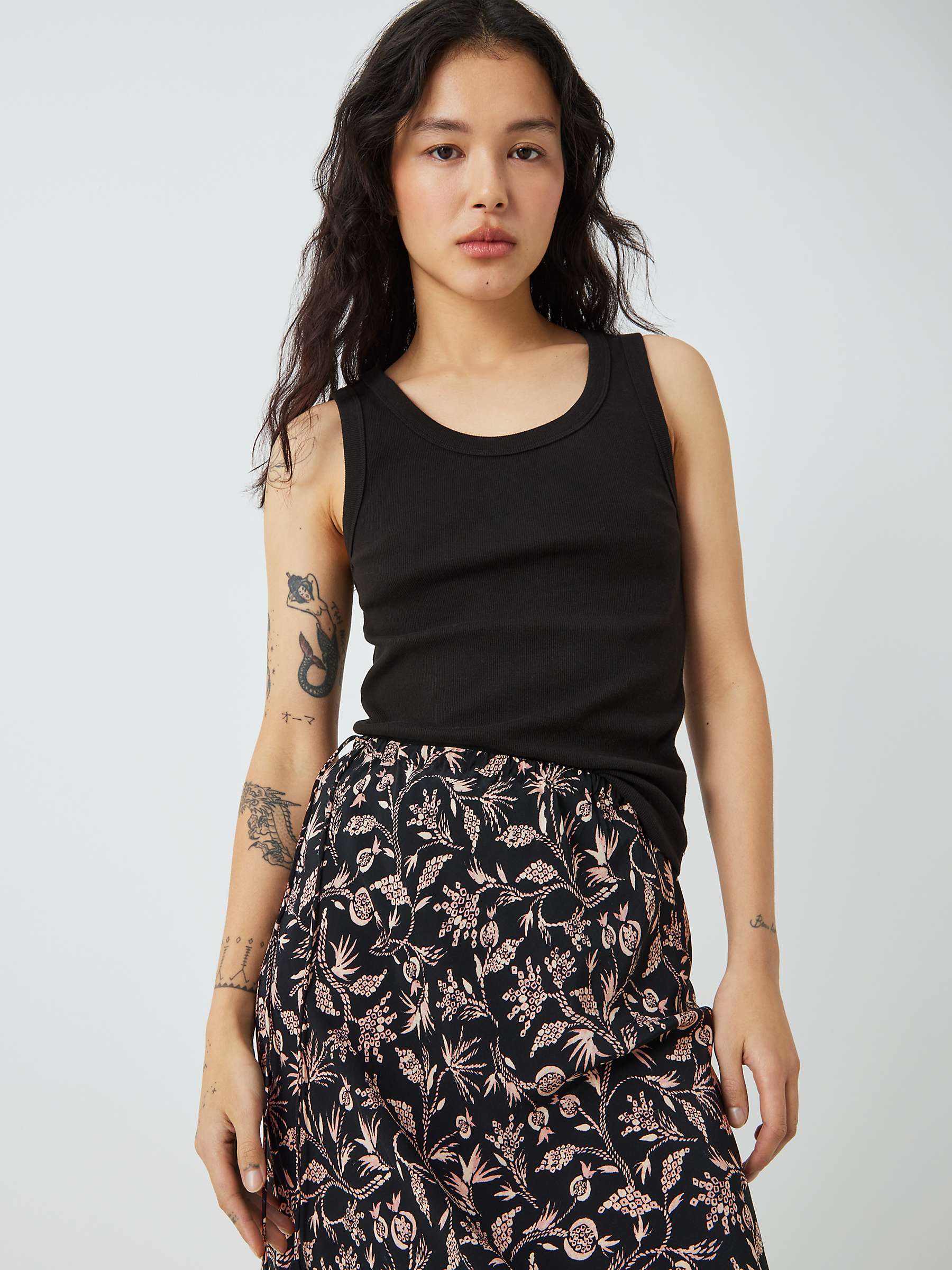 Buy AND/OR Myla Shibori Maxi Skirt, Black Online at johnlewis.com