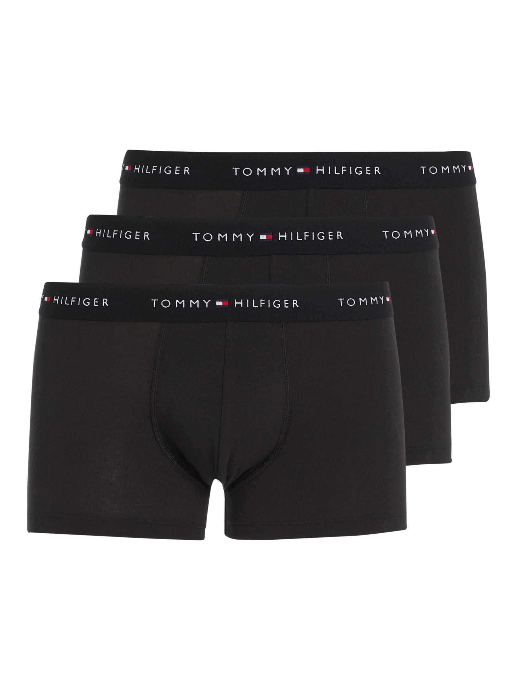 Tommy Hilfiger Essential Cotton Logo Trunks, Pack of 3, Black, L