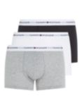 Tommy Hilfiger Essential Logo Waistband Trunks, Pack of 3, Grey/Black/White
