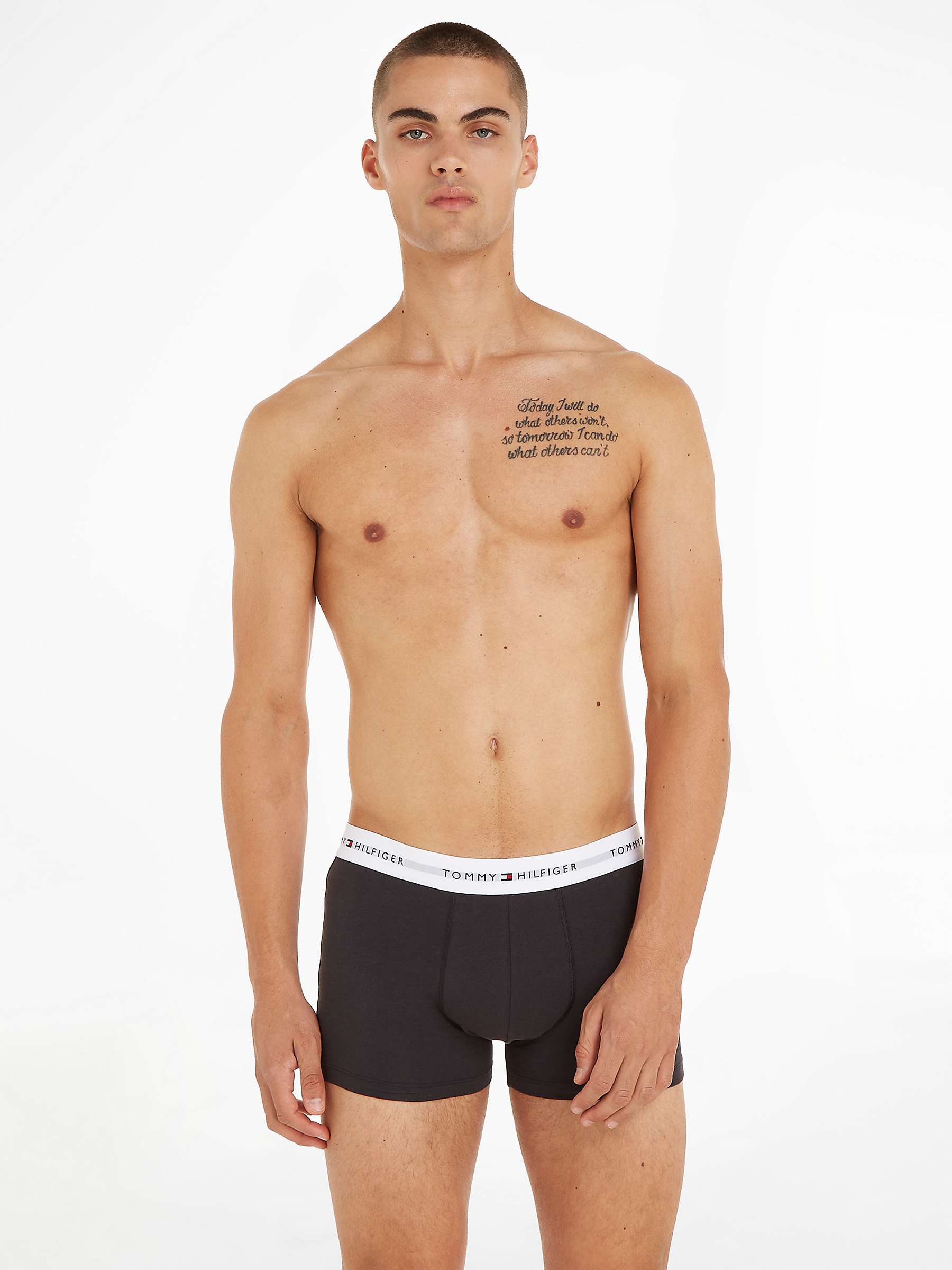 Buy Tommy Hilfiger Essential Logo Waistband Trunks, Pack of 3, Grey/Black/White Online at johnlewis.com