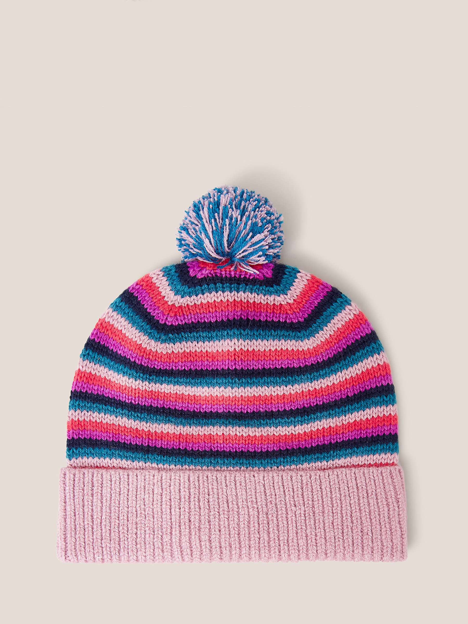 Buy White Stuff Kids' Stripe Knit Hat, Pink/Multi Online at johnlewis.com