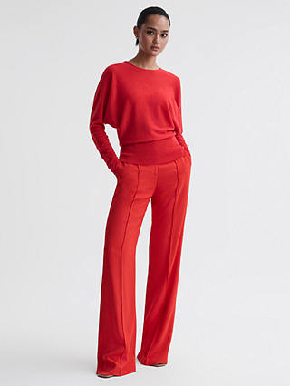 Reiss Lisa Ruched Sleeve Jumper, Coral