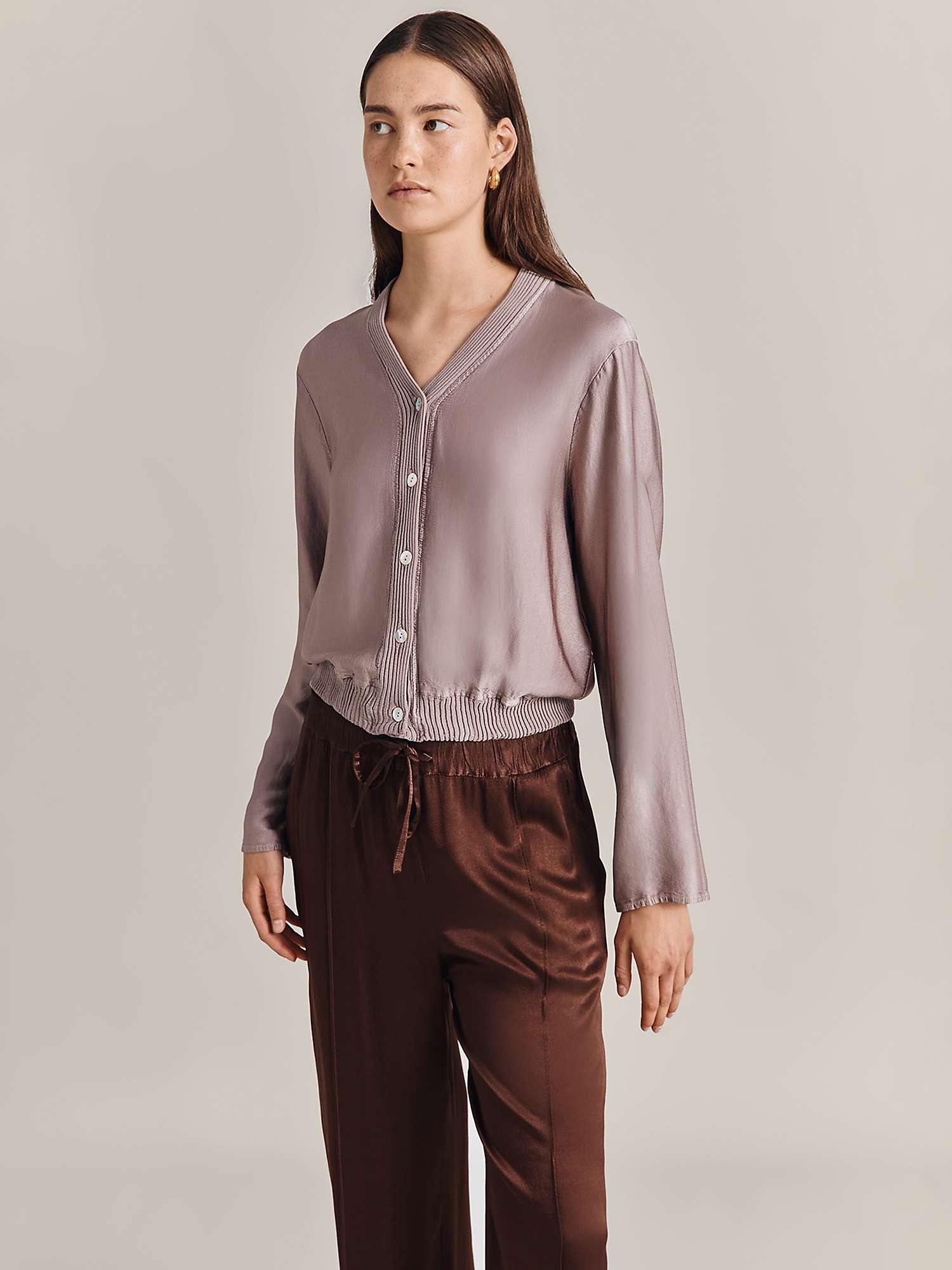 Buy Ghost Lilly Satin Cropped Cardigan Online at johnlewis.com