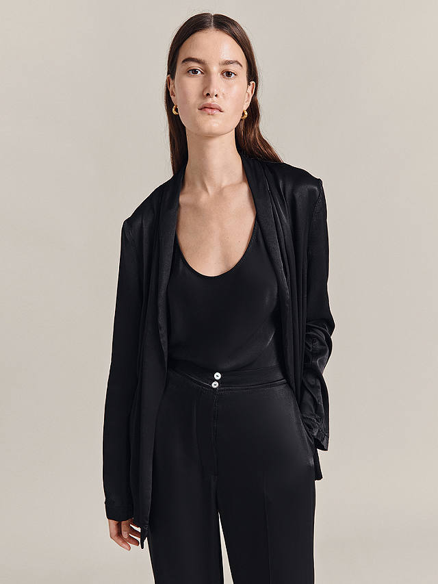 Ghost Thea Relaxed Satin Jacket, Black
