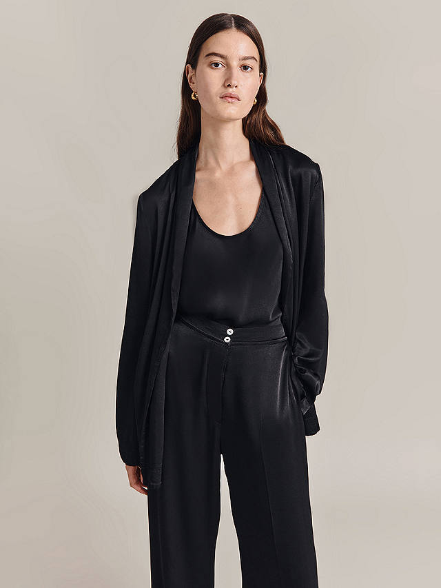 Ghost Thea Relaxed Satin Jacket, Black