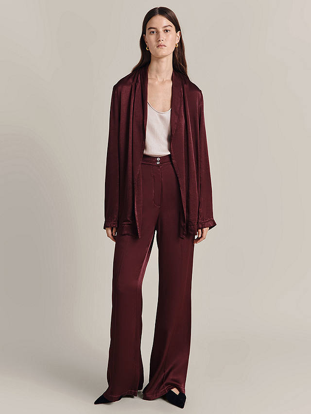 Ghost Thea Relaxed Satin Jacket, Wine