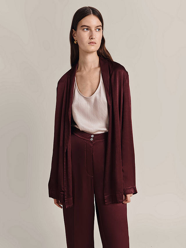 Ghost Thea Relaxed Satin Jacket, Wine