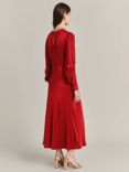 Ghost Fiona Empire Line Midi Dress, Dark Red