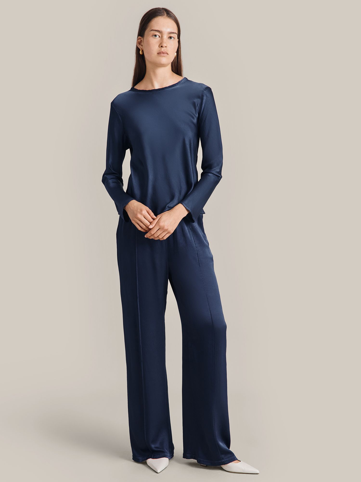 Ghost Mabel Long Sleeve Top, Dark Midnight at John Lewis & Partners