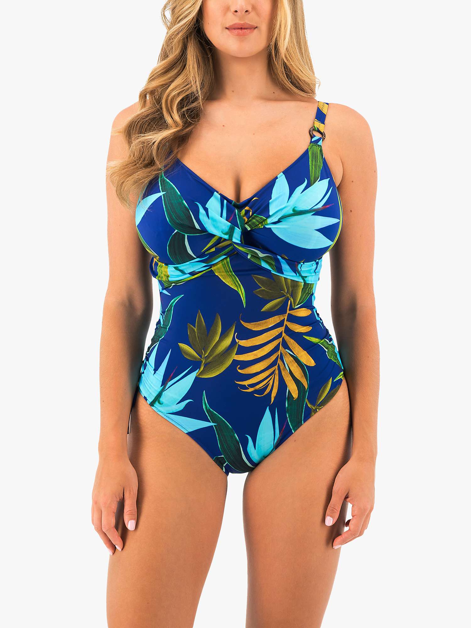 Buy Fantasie Pichola Tropical Print Underwired Twist Front Swimsuit, Tropical Blue Online at johnlewis.com
