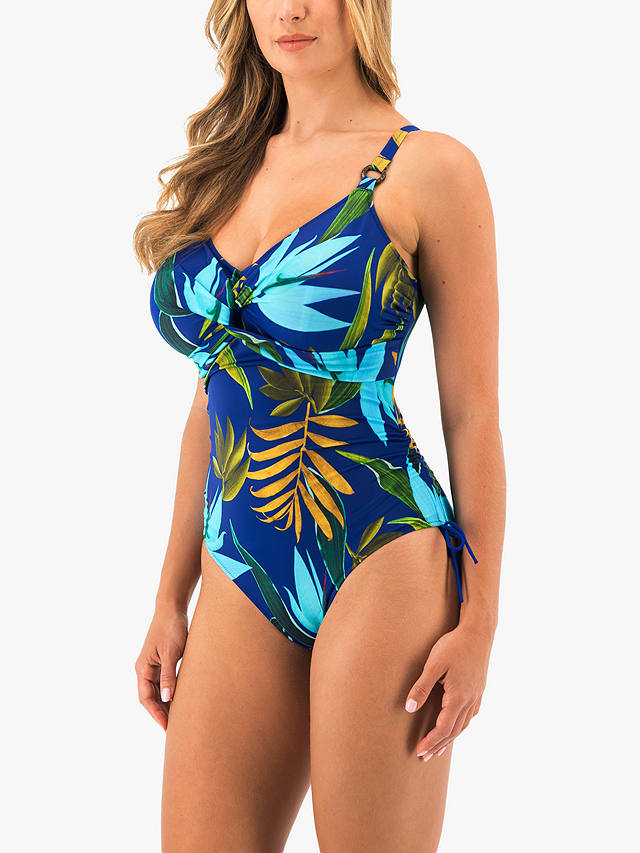 Fantasie Pichola Tropical Print Underwired Twist Front Swimsuit, Tropical Blue