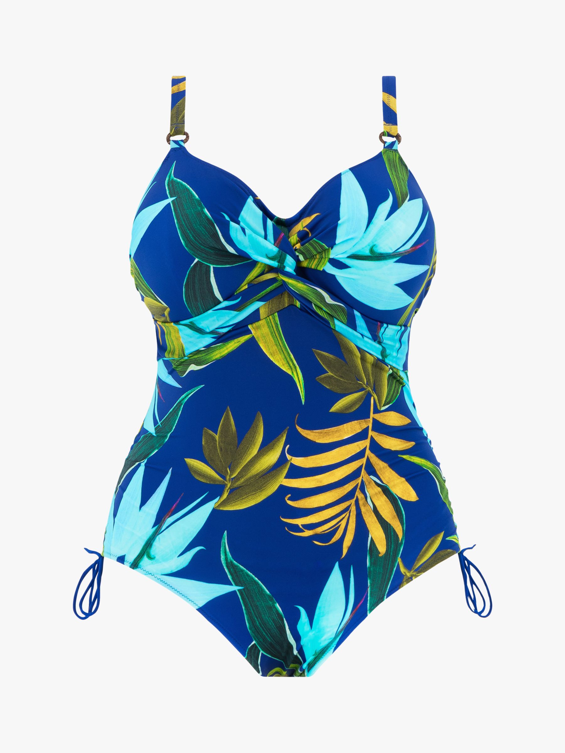 Fantasie Pichola Tropical Print Underwired Twist Front Swimsuit, Tropical Blue, 36G