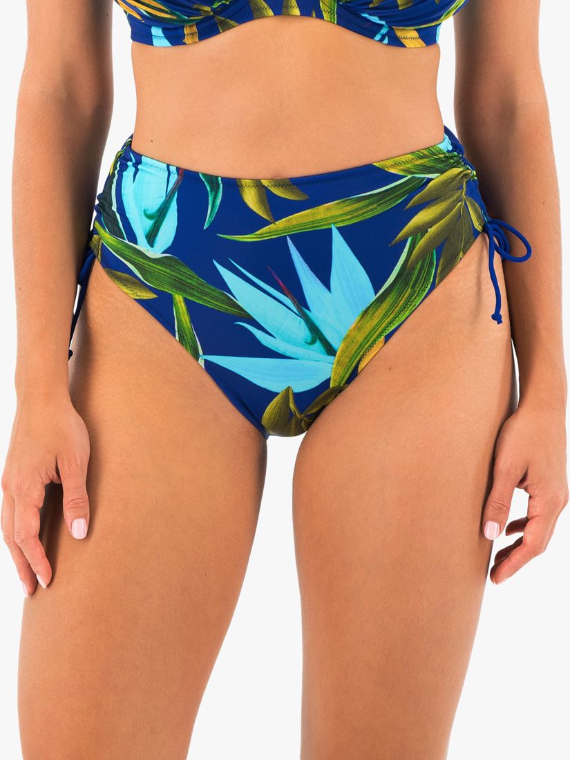 Fantasie Pichola Tropical Print High Waist Bikini Bottoms, Tropical Blue, S
