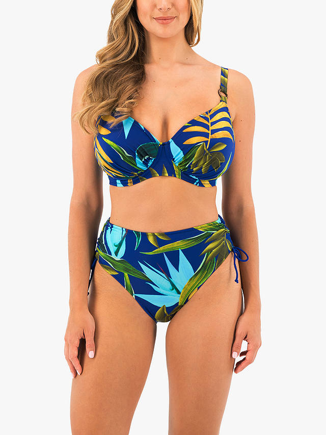 Fantasie Pichola Tropical Print High Waist Bikini Bottoms, Tropical Blue