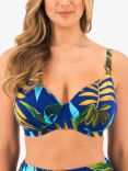 Fantasie Pichola Tropical Print Underwired Gathered Full Cup Bikini Top, Tropical Blue
