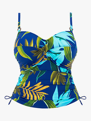 Fantasie Pichola Tropical Print Underwire Twist Front Tankini, Tropical Blue