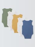 John Lewis Baby Stripe Ribbed Mix Cotton Sleeveless Bodysuit, Pack of 5, Multi