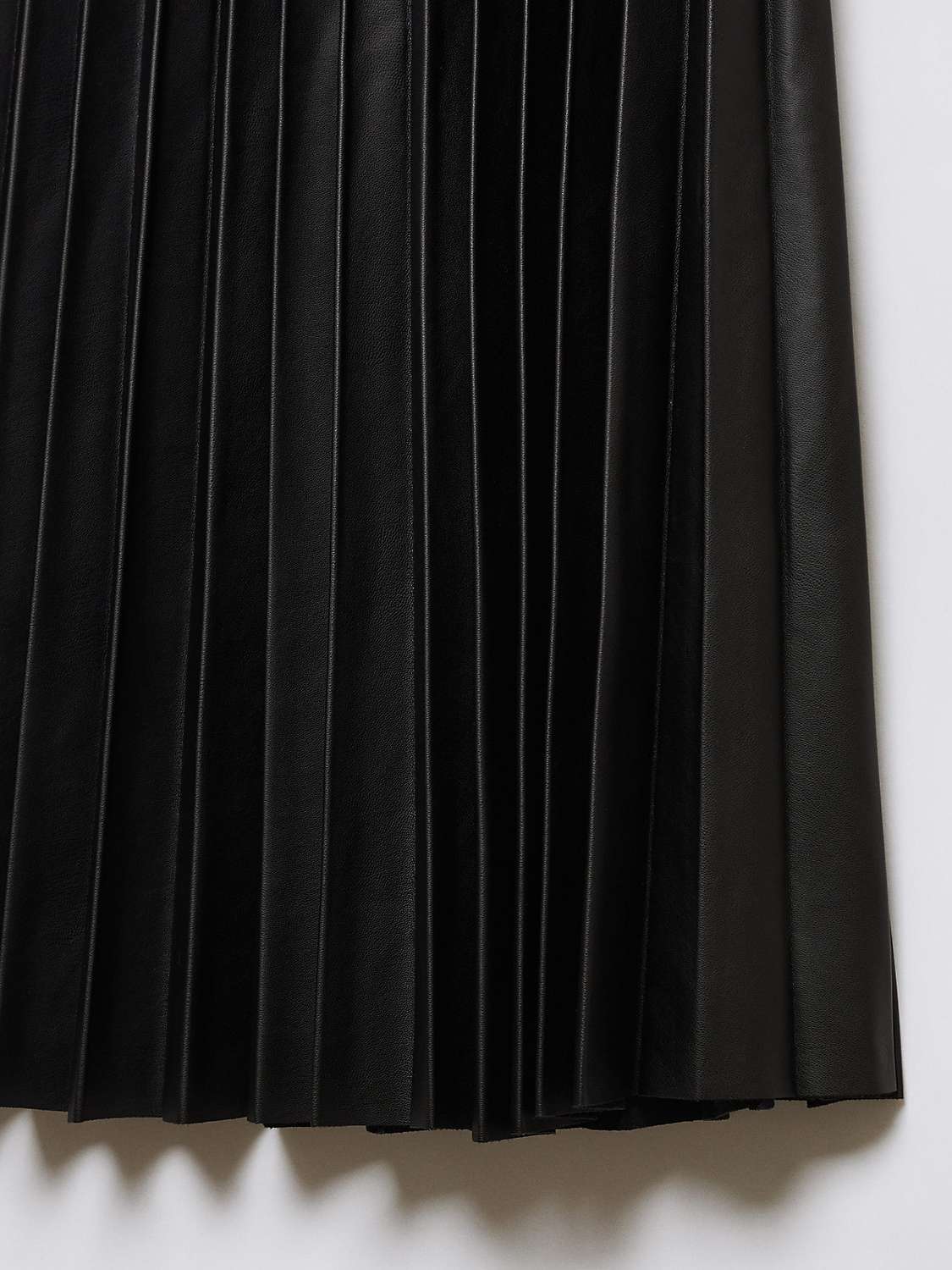 Mango Satin Effect Pleated Midi Skirt, Black at John Lewis & Partners