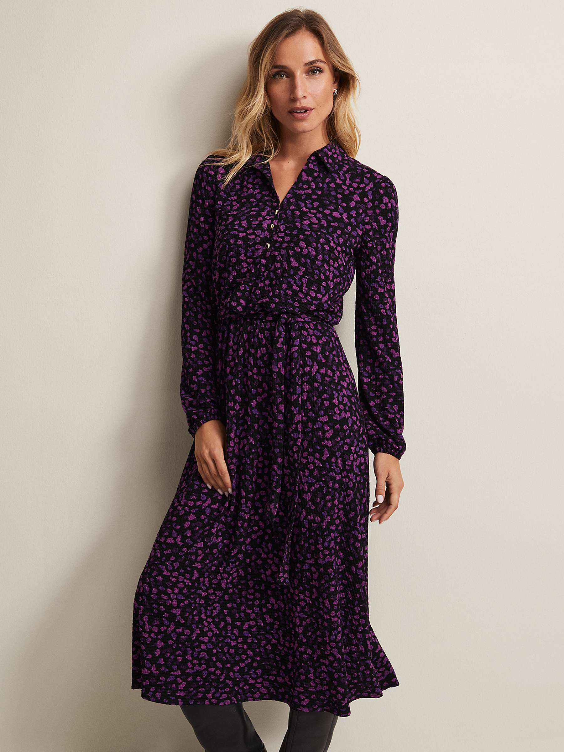 Buy Phase Eight Loretta Ditsy Floral Print Midi Dress, Black/Multi Online at johnlewis.com