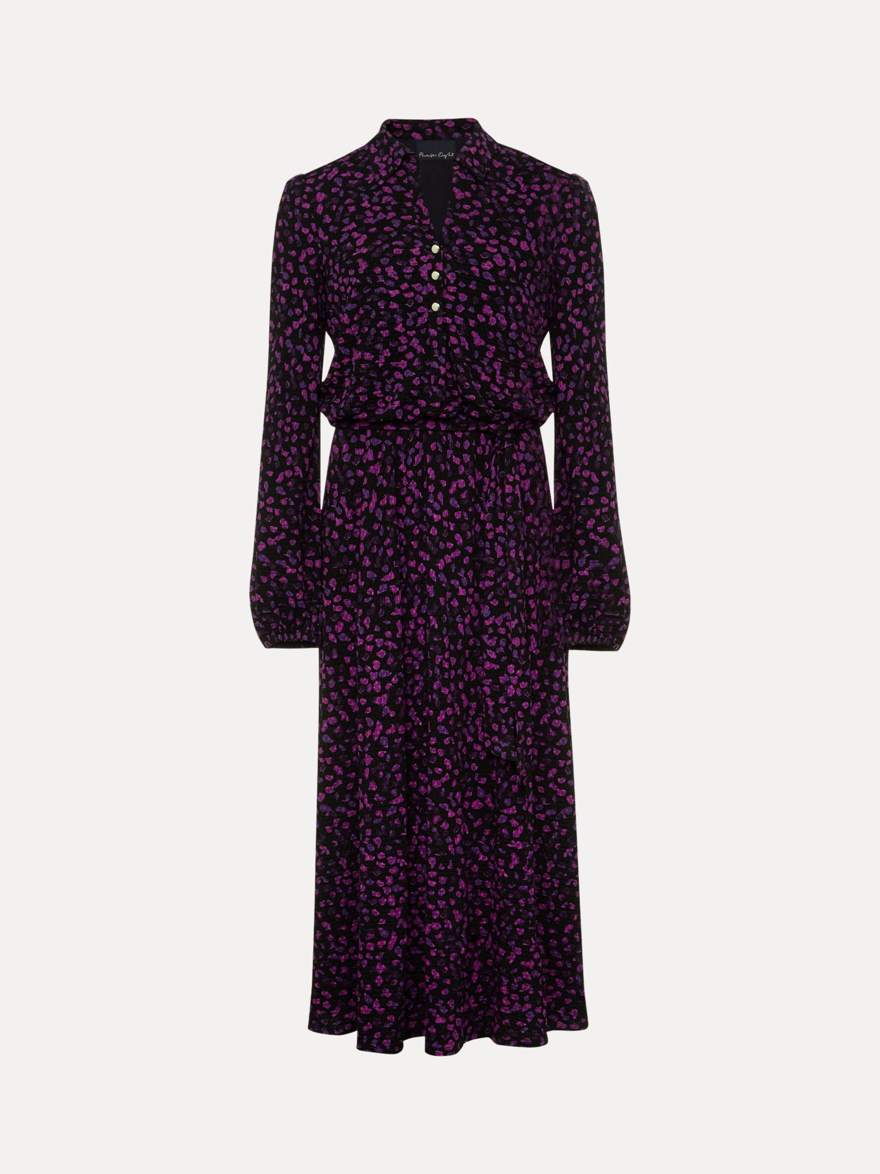 Phase Eight Loretta Ditsy Floral Print Midi Dress, Black/Multi at John ...