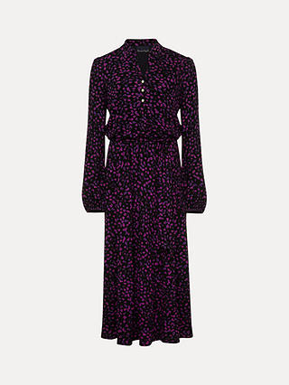 Phase Eight Loretta Ditsy Floral Print Midi Dress, Black/Multi