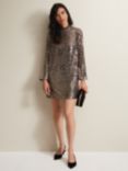 Phase Eight Jemima Sequin Shift Mini Dress, Bronze