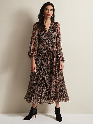Phase Eight Jovie Leopard Print Plisse Maxi Dress, Multi