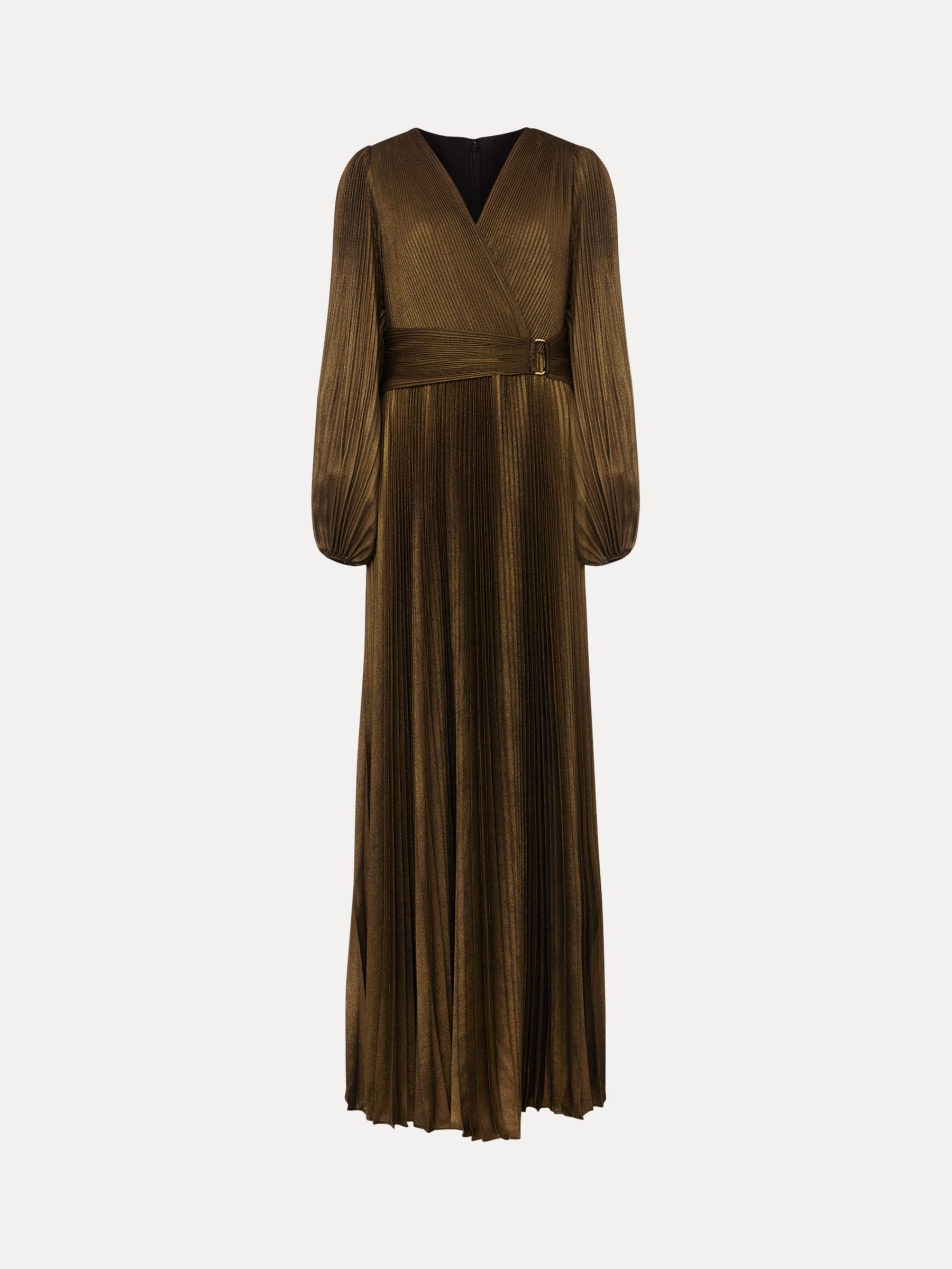 Buy Phase Eight Adrianna Foil Pleated Maxi Dress, Metallic Online at johnlewis.com