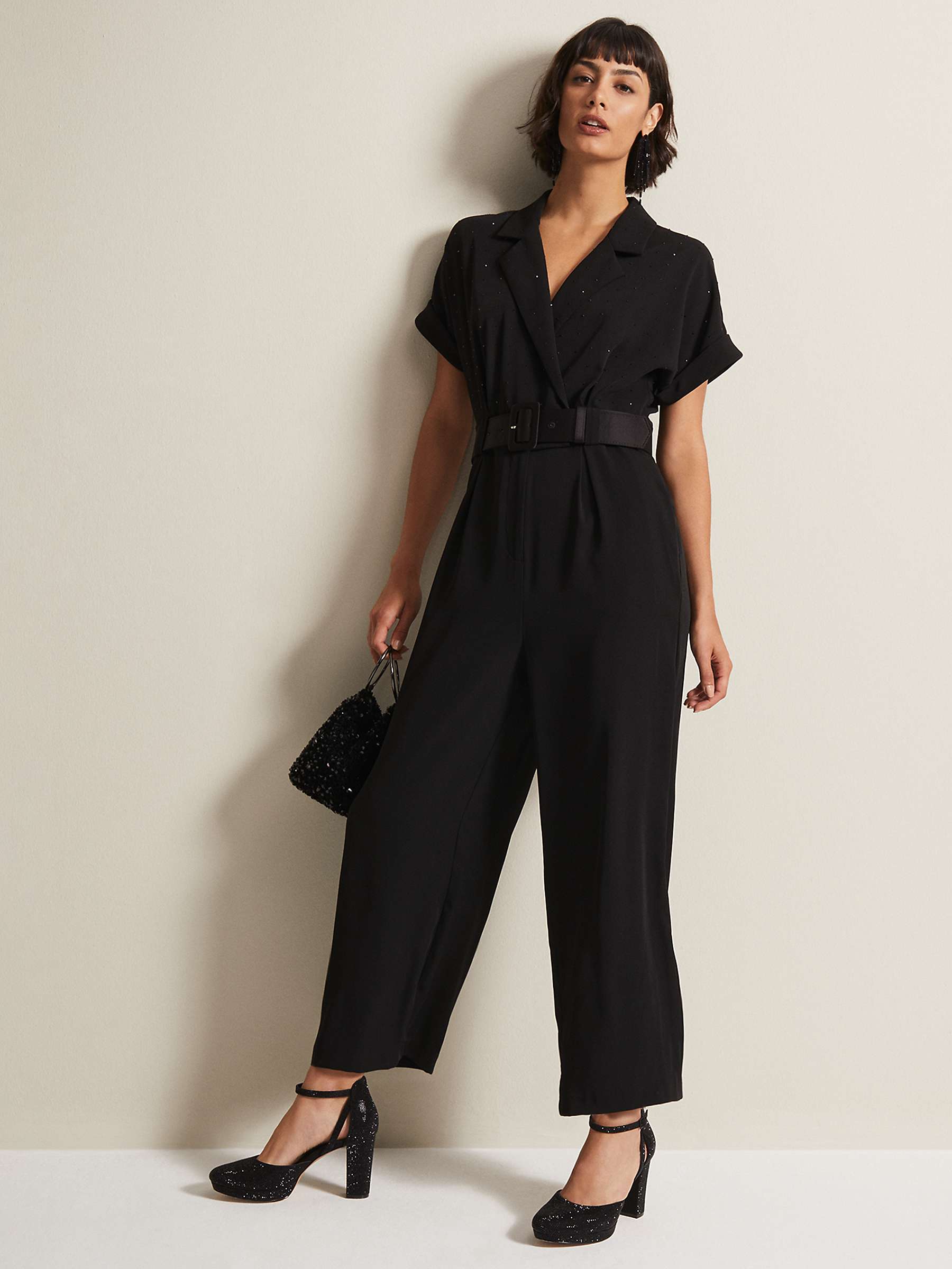 Phase Eight Constance Wide Leg Jumpsuit, Black at John Lewis & Partners