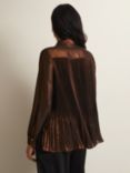 Phase Eight Faye Pleated Blouse, Bronze, Bronze