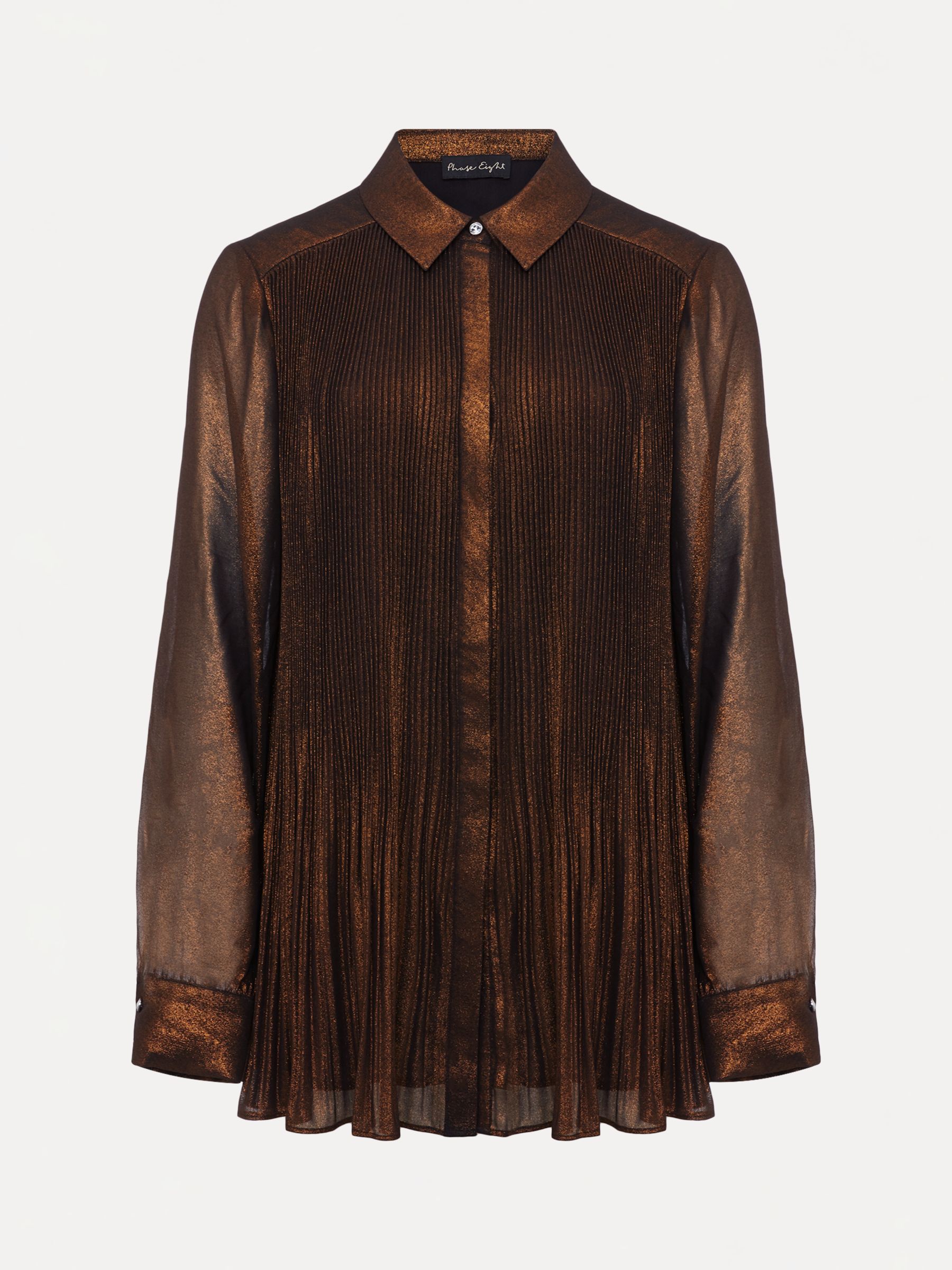 Buy Phase Eight Faye Pleated Blouse, Bronze Online at johnlewis.com
