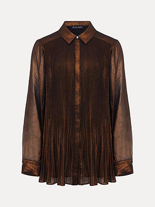 Phase Eight Faye Pleated Blouse, Bronze