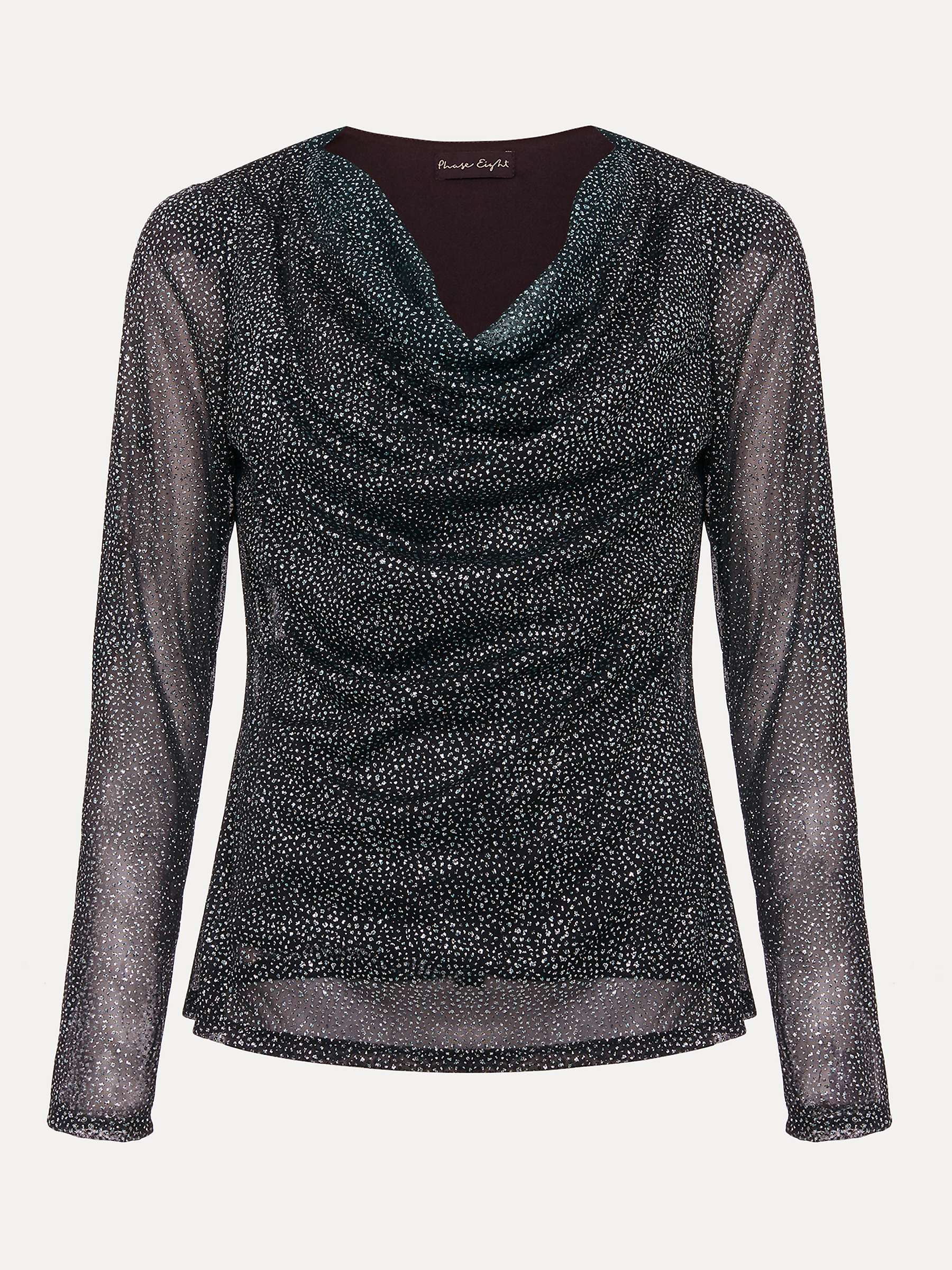 Buy Phase Eight Sera Shimmer Cowl Neck Top, Teal Online at johnlewis.com