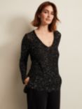 Phase Eight Juanna Sequin Knitted Top, Black