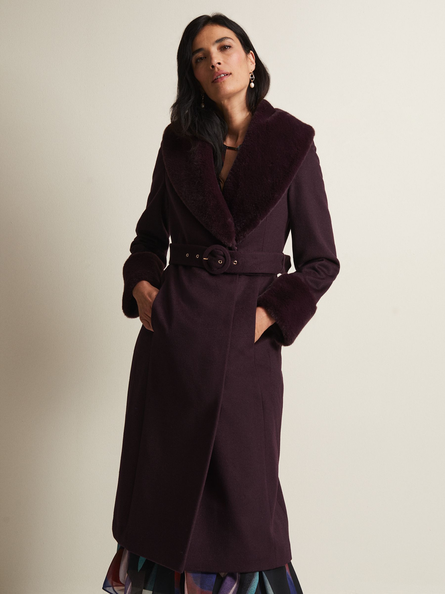 Buy Phase Eight Zylah Wool Blend Faux Fur Collar Smart Coat Online at johnlewis.com