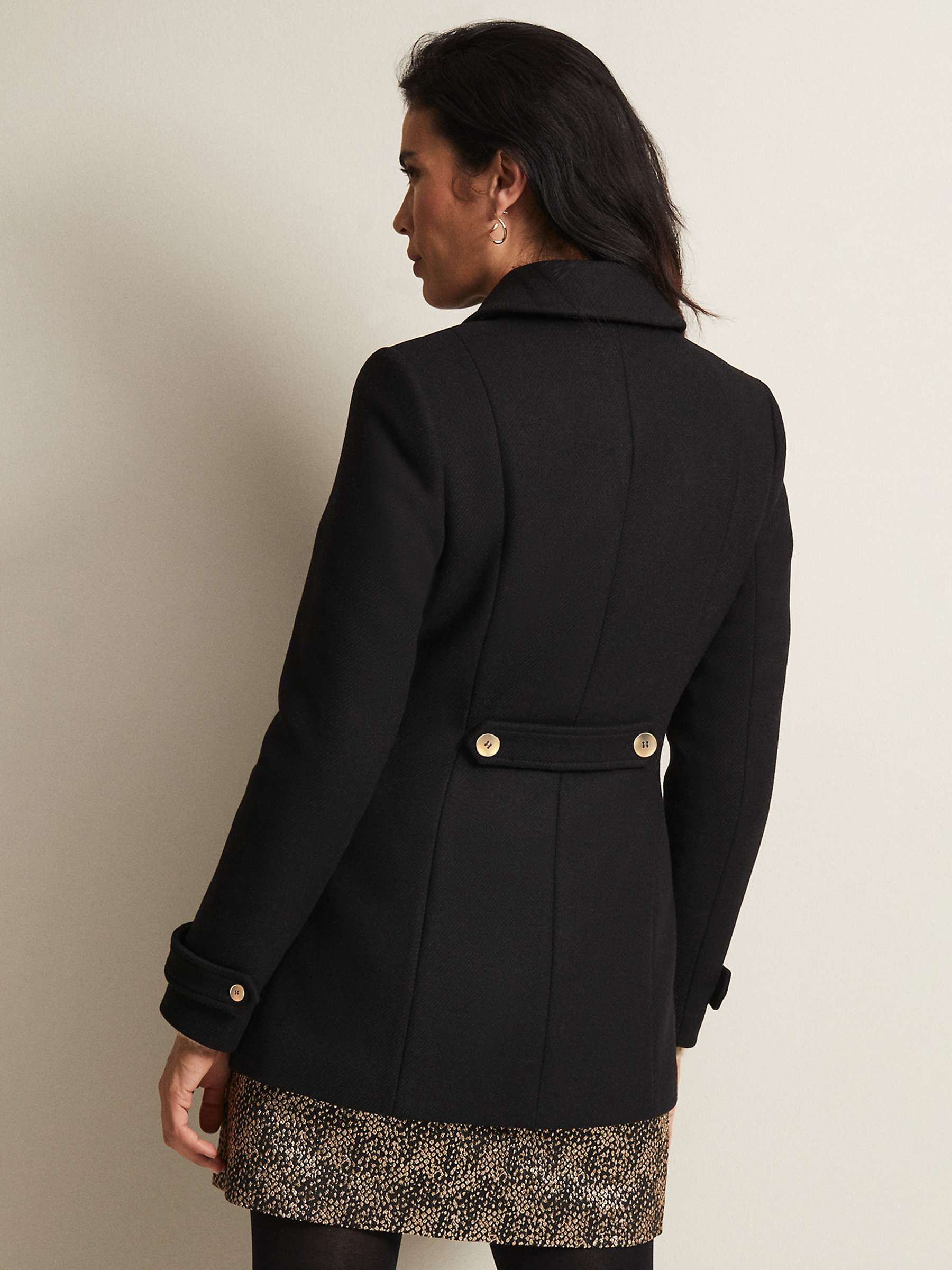Buy Phase Eight Aurelie Double Breasted Wool Blend Peacoat, Black Online at johnlewis.com