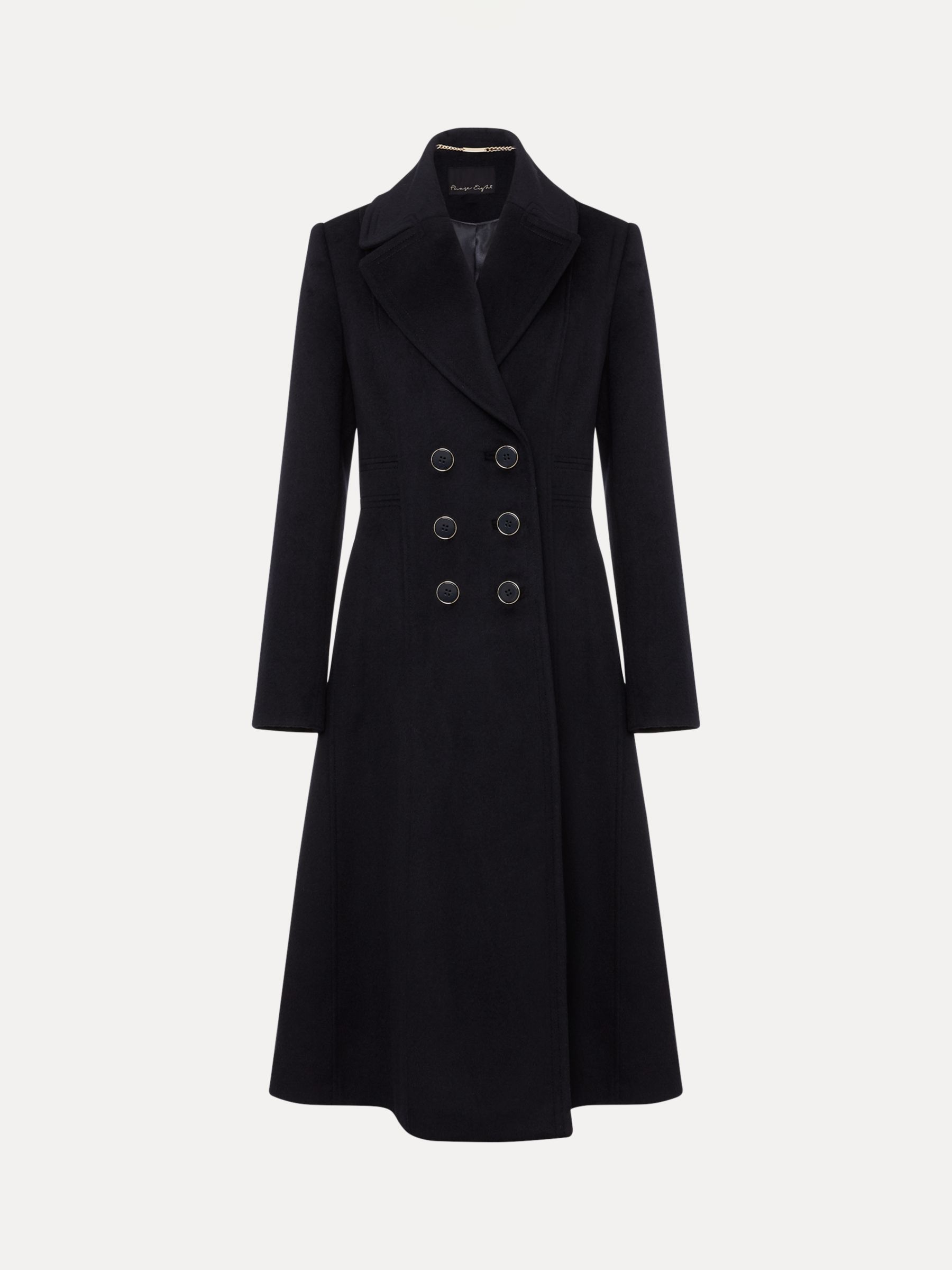 Phase Eight Sandra Double Breasted Coat, Navy at John Lewis & Partners