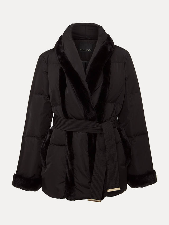 Phase Eight Nelle Faux Fur Detail Puffer Coat, Black