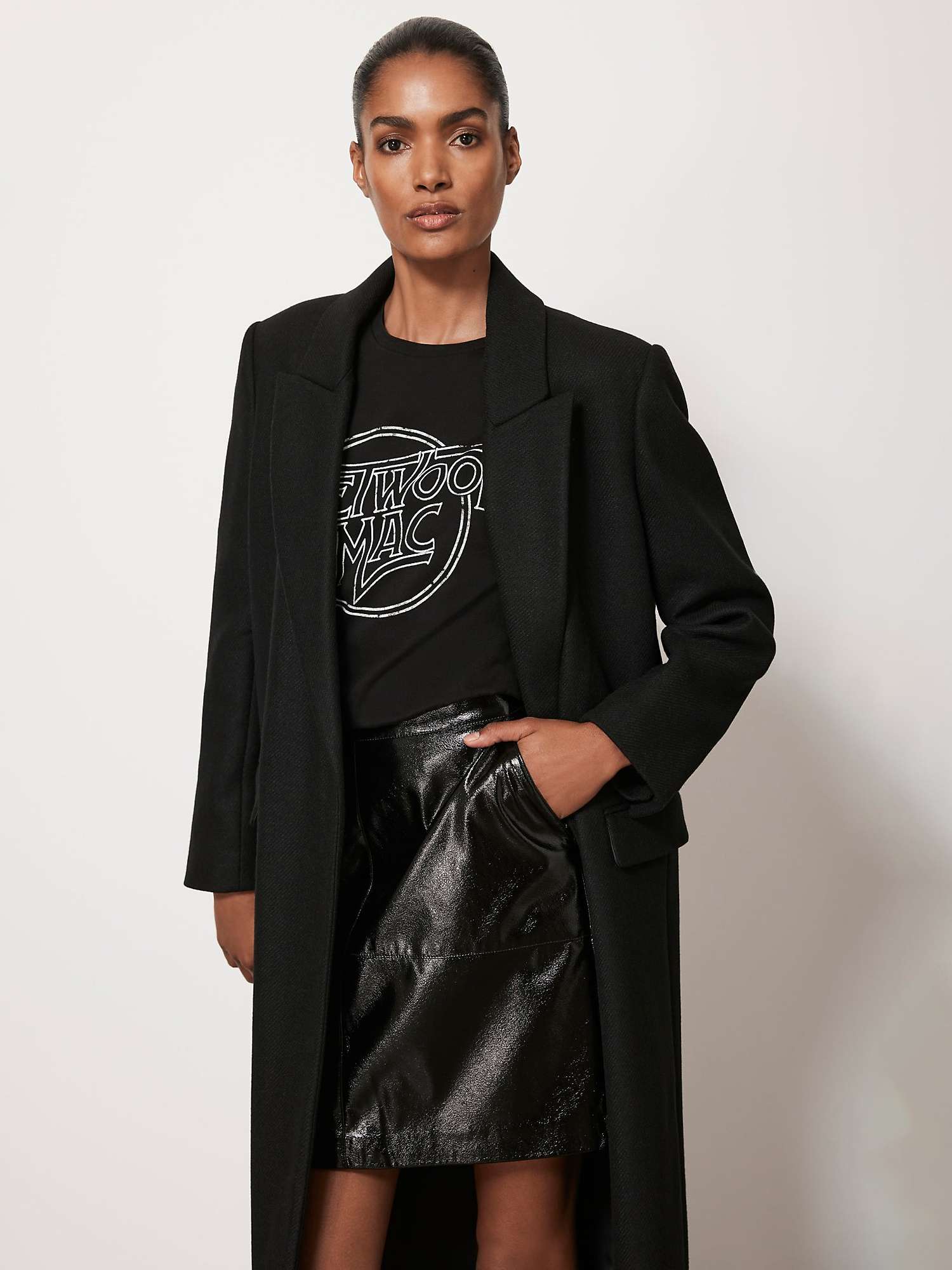 Buy Mint Velvet Patent Mini Faux Leather Skirt, Black Online at johnlewis.com