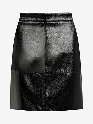 Mint Velvet Patent Mini Faux Leather Skirt, Black