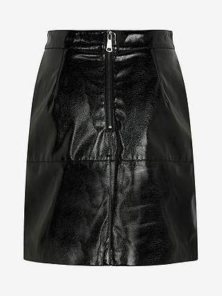 Mint Velvet Patent Mini Faux Leather Skirt, Black
