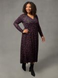 Live Unlimited Curve Ditsy Print Jersey Wrap Dress, Purple/Multi